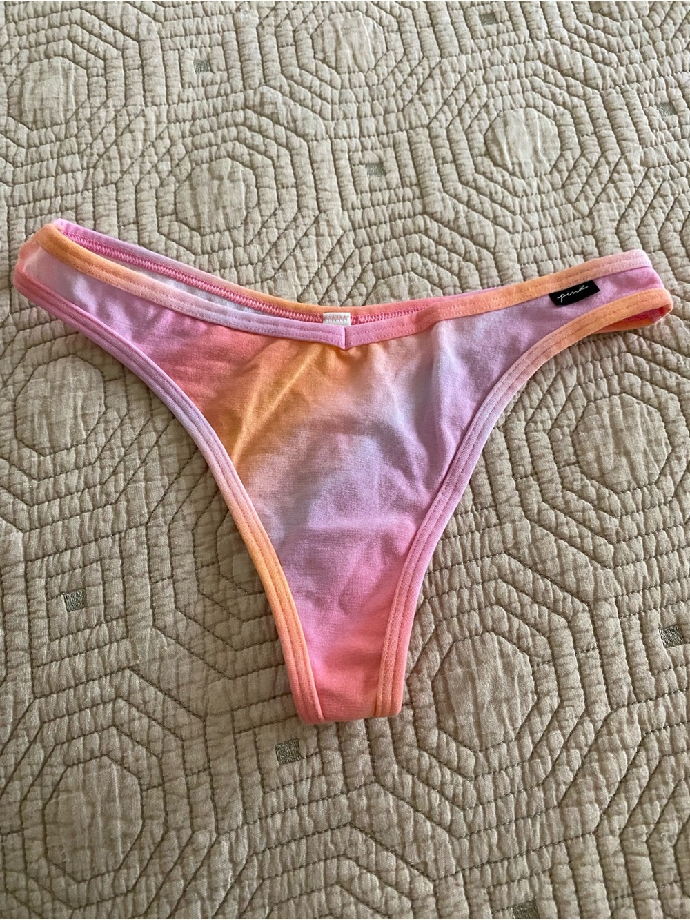 PINK Victoria's Secret Black Bikini & Pink-Orange Tie-Dye Bikini Panties - Picture 2 of 7
